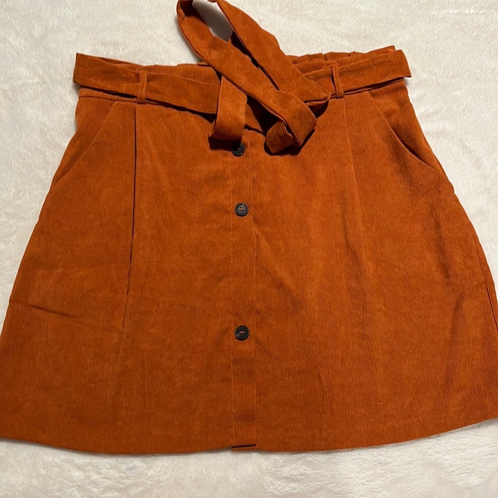 Burnt Orange Corduroy Mini Skirt .